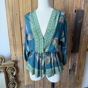 RaMona La Rue Size Small Dragonfly Silk Boho Blouse